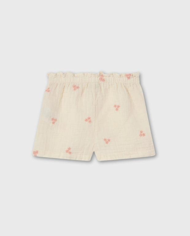 Short Bordado Flores Beige Losan Verano