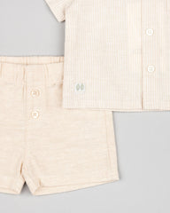 Conjunto Bermuda y Camiseta Rayas Beige