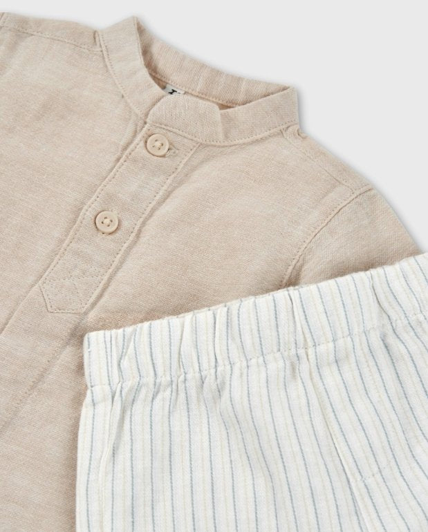 Conjunto Bermuda Rayas Beige Losan Verano