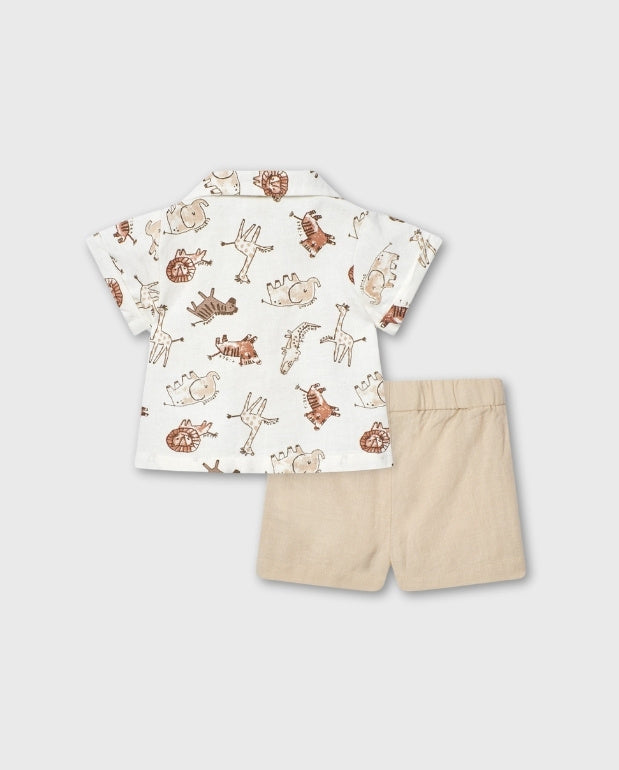 Conjunto Bermuda Animales Beige Losan Safari
