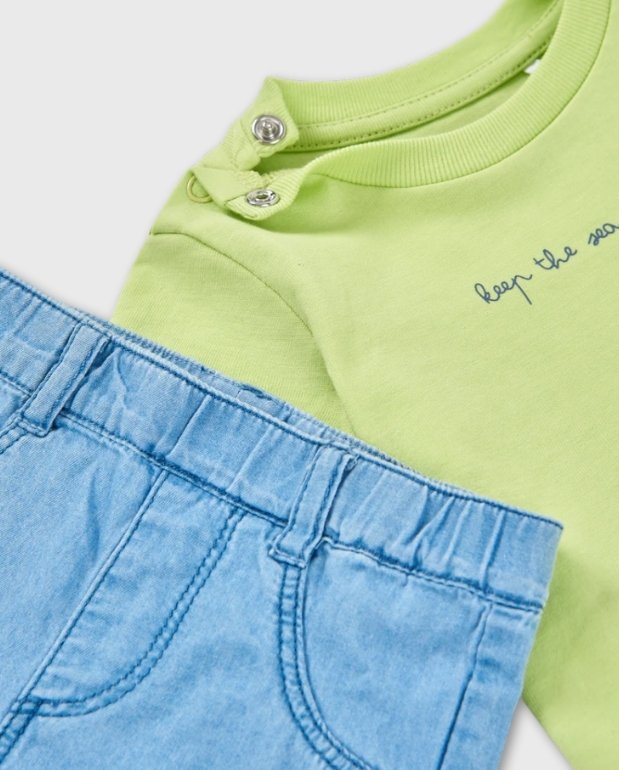 Conjunto Bermuda Pez Verde Losan Detalle