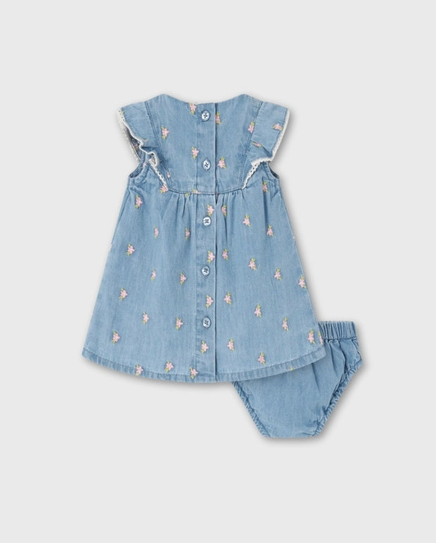 Vestido Denim Flores Losan Primavera