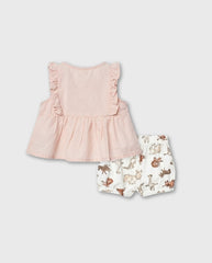 Conjunto Short Animales Rosa Losan 