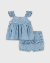 Conjunto Short Denim Flores Losan