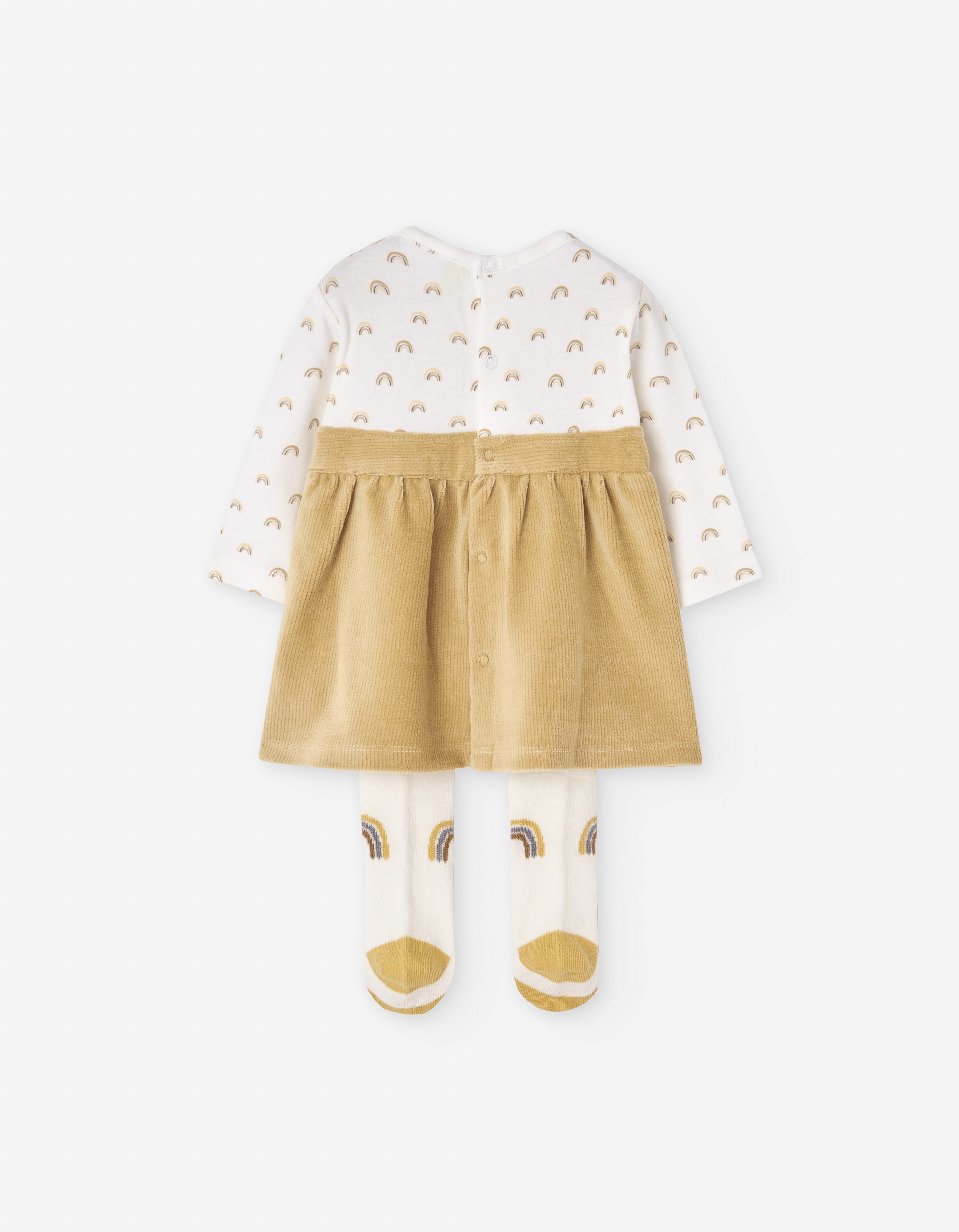 Vestido de bebé Losan mostaza con camiseta y leotardos