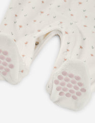 Pijama enteriza beige con ositos LOSAN para bebé niña vista frontal.