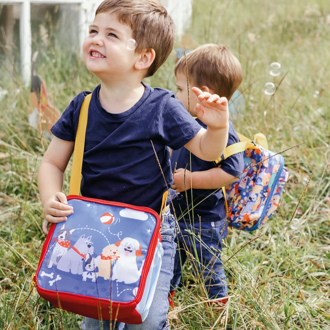 Lonchera Cuadrada Para Niños Impermeable Perritos Estilo