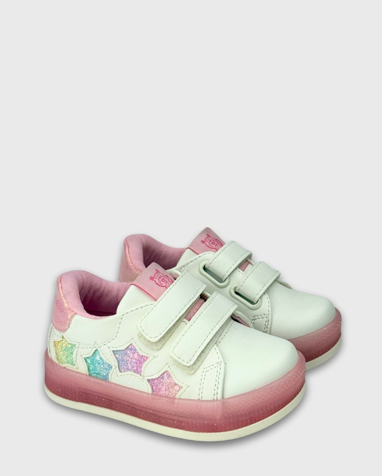 Tenis Velcro Estrellas Marfil Degrade