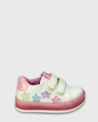 Tenis Velcro Estrellas Marfil Degrade glitter