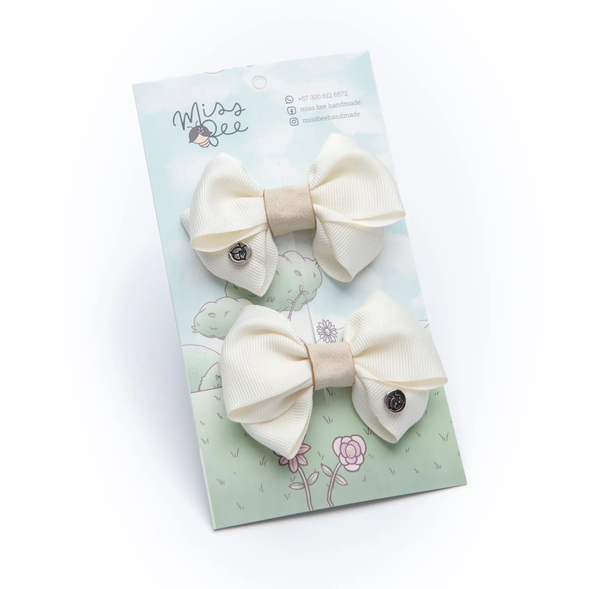 Set Pinzas Sweet Moño crudo