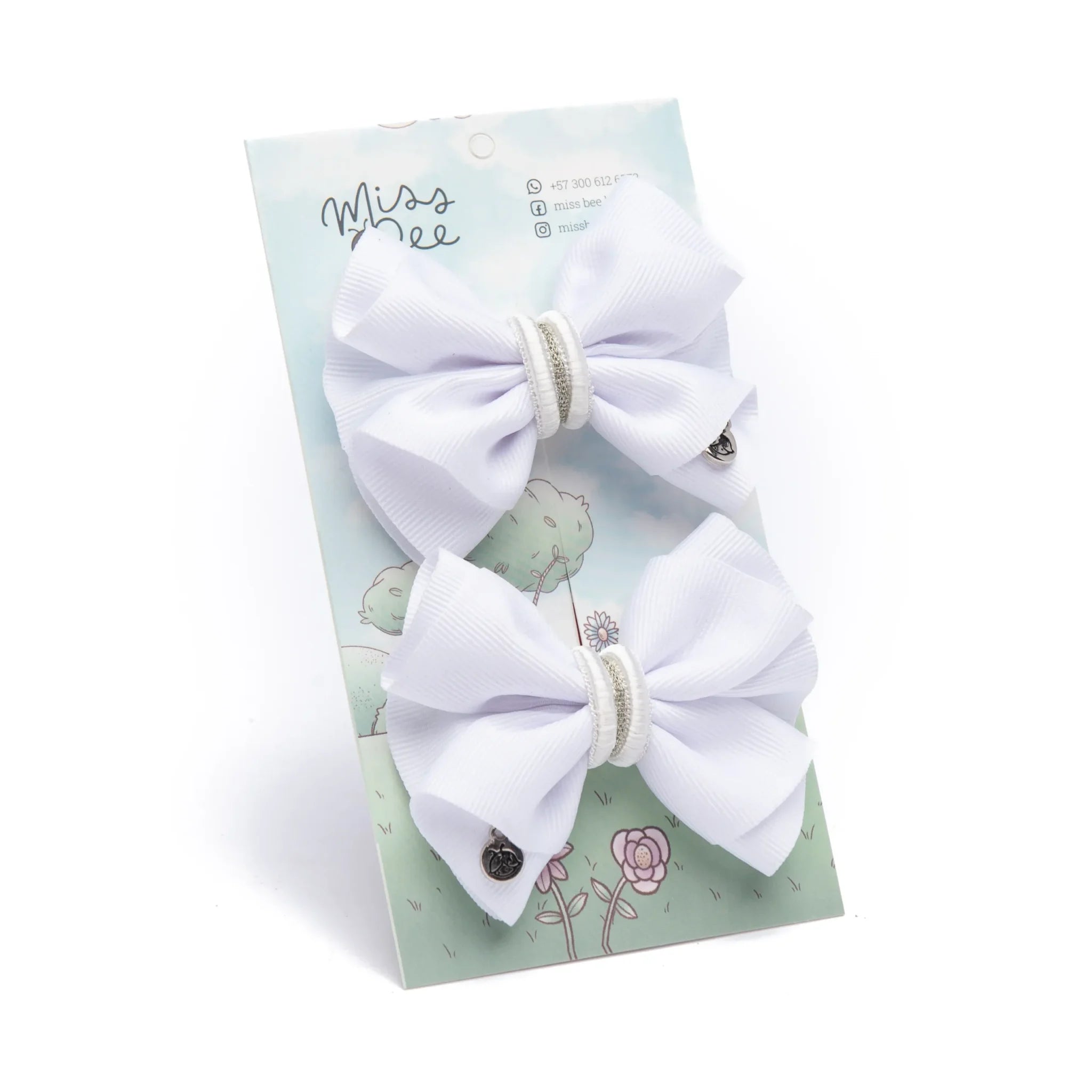 Set Pinzas Moño Whisper Bow blanco