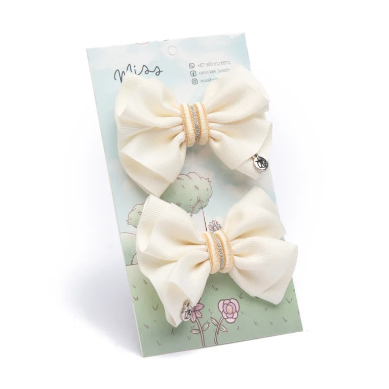 Set Pinzas Moño Whisper Bow crudo