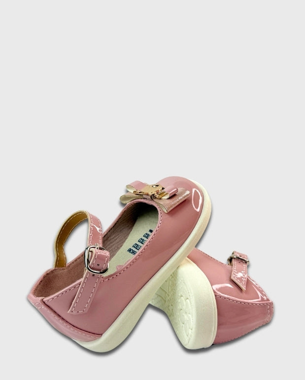 Baletas Charol Moño Oso Rosa Moda