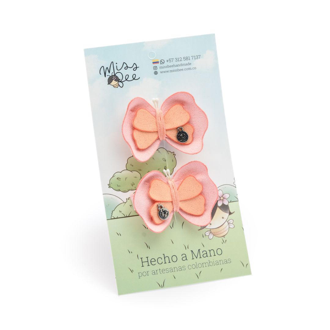 Set Pinzas Clip  Papallona Mariposas Miss Be SALMON
