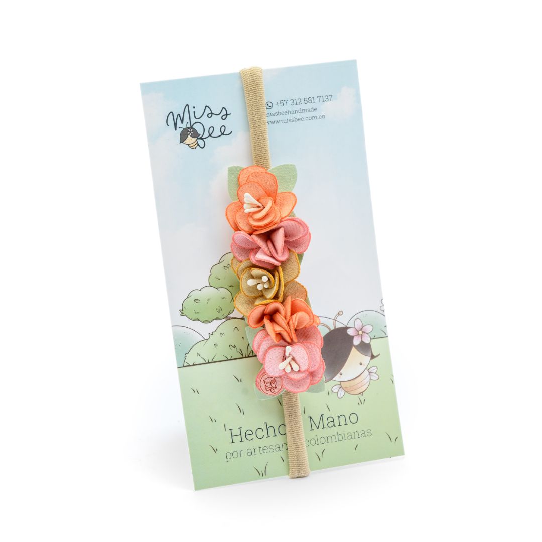 Balaca Elástico Petallet Flores salmon