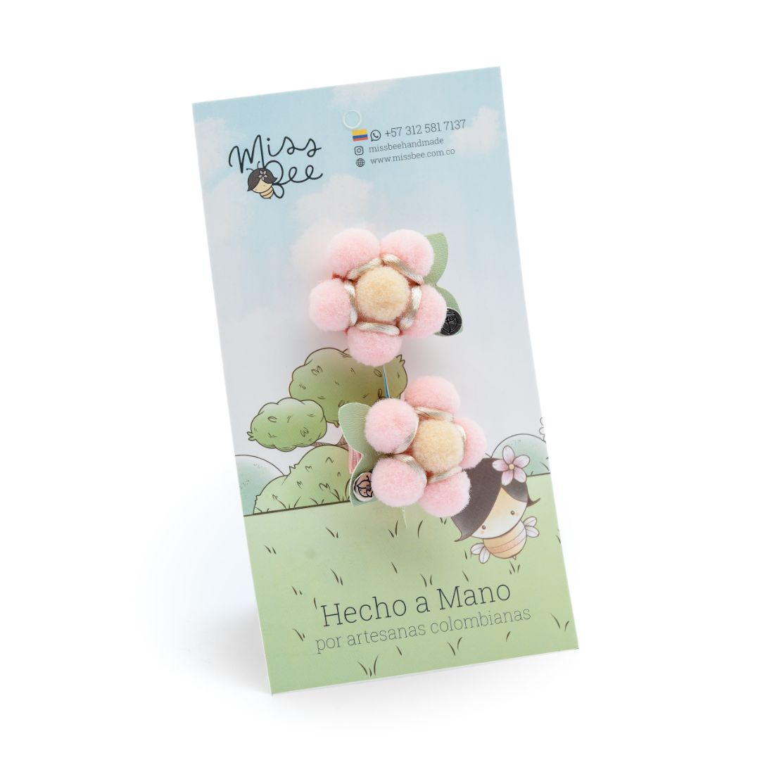 Set Pinzas Clip Puffy Bloom Miss Be rosa