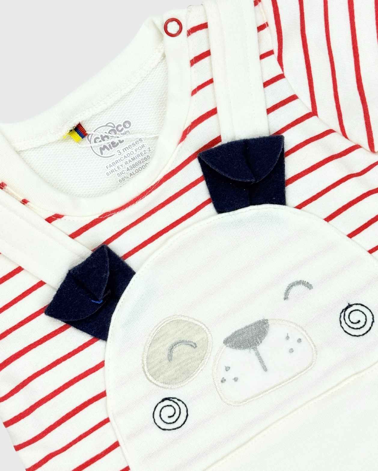 Mameluco Bordado Dog Rayas Detalle