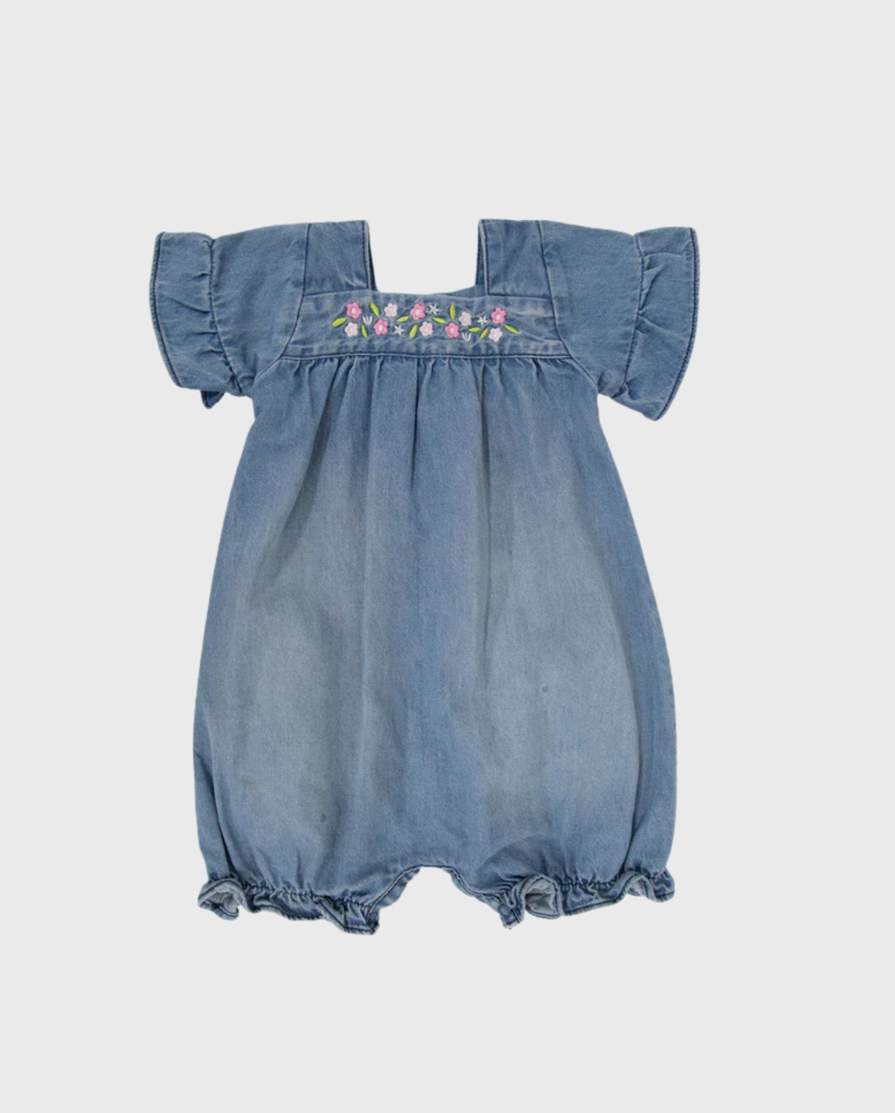 Mameluco Denim Flores diseño