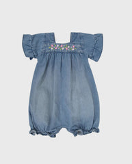 Mameluco Denim Flores diseño