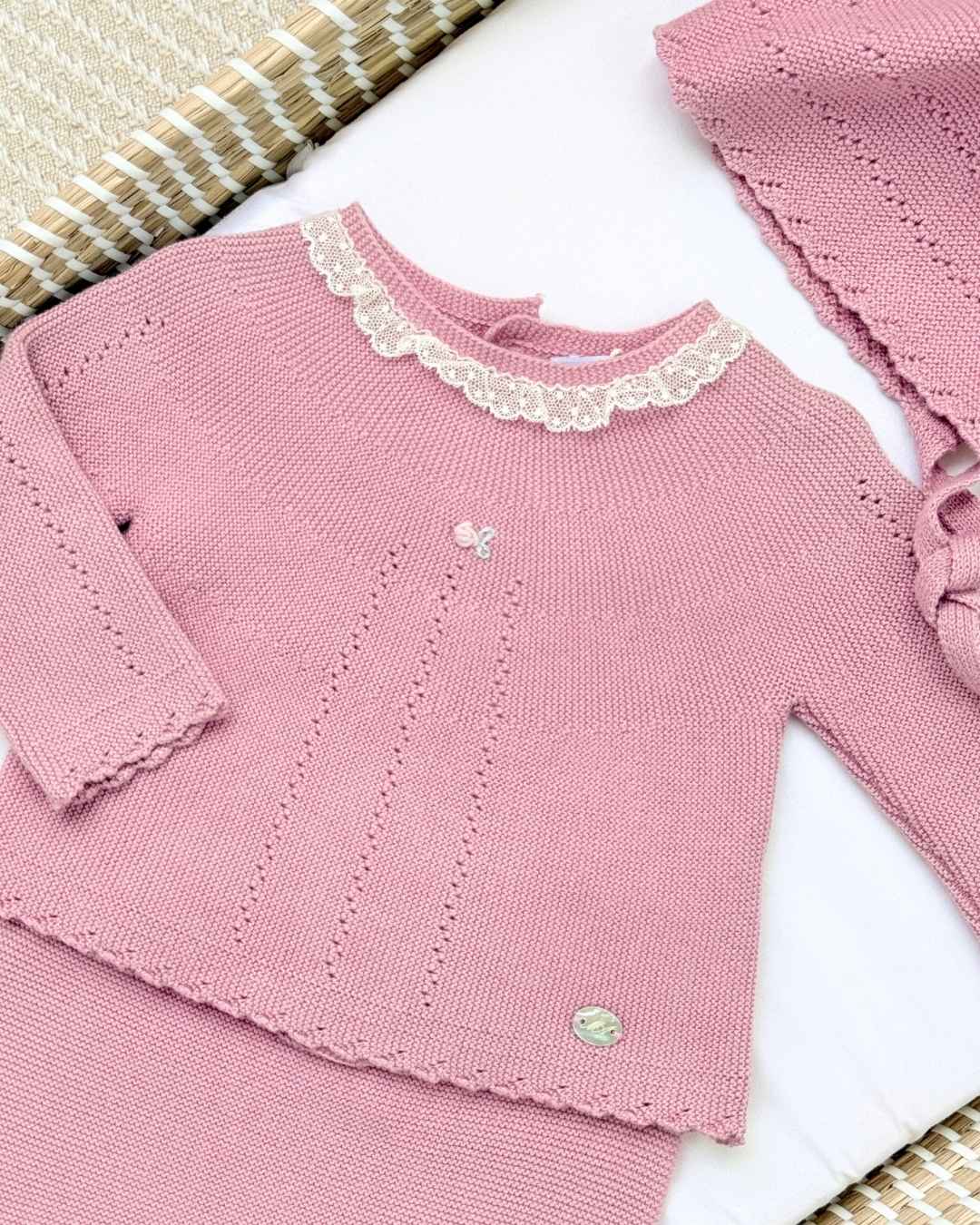 Primer día Hilo Detalle Encaje Frambuesa Bebes