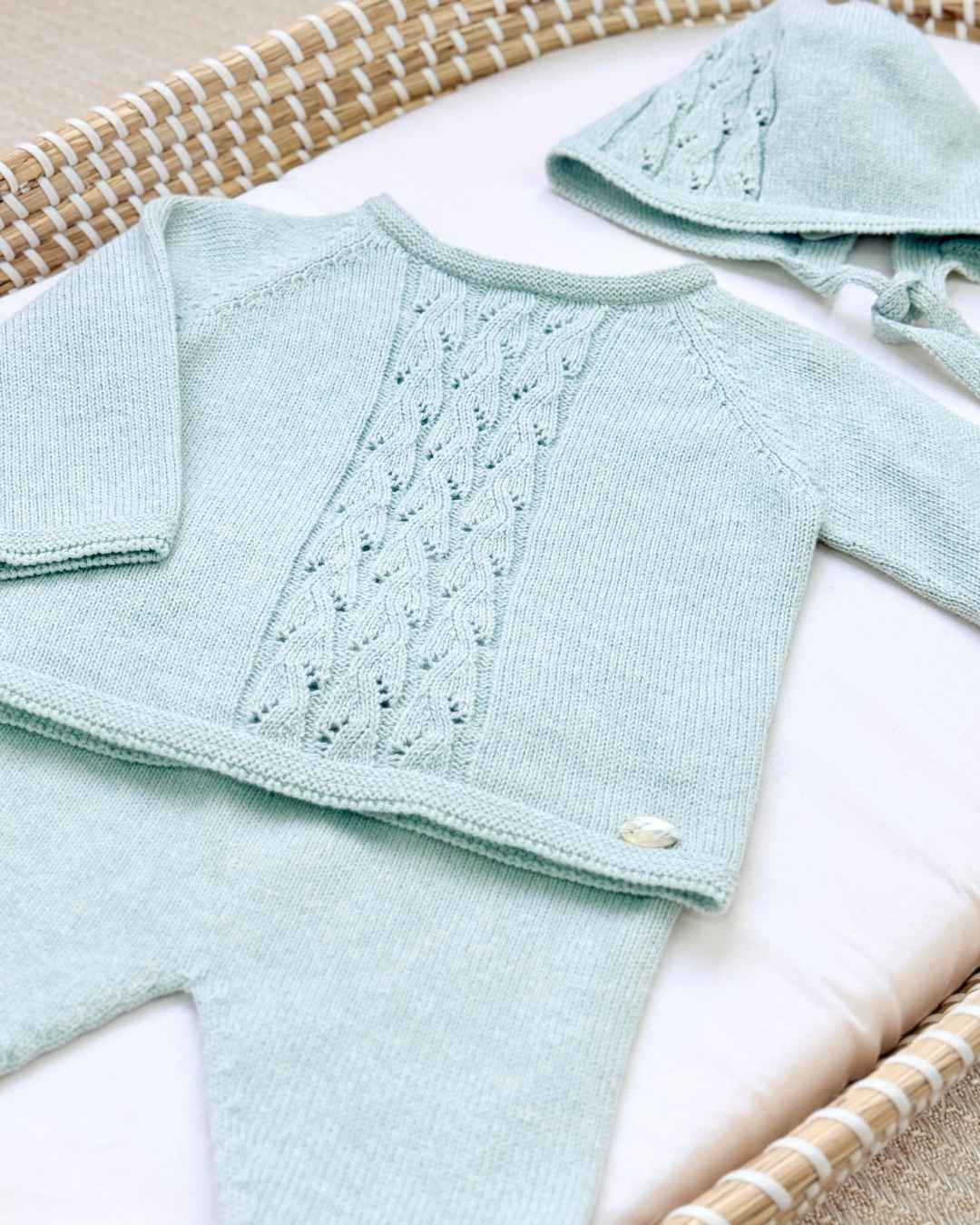 Primer Dia Tricot Trenzado Verde Martin Aranda Algodón 