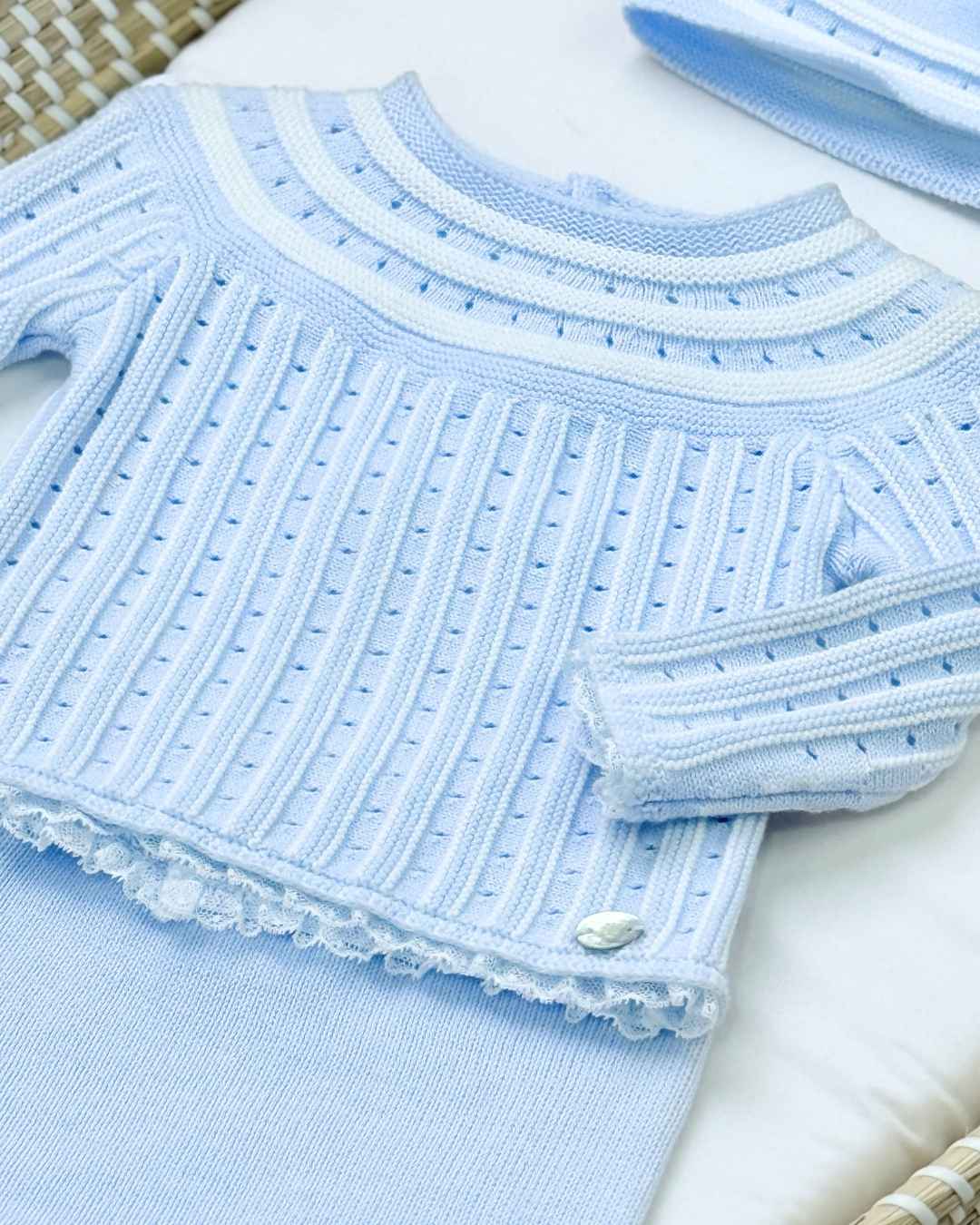 Primer Día Tricot Rayas Azul Blue