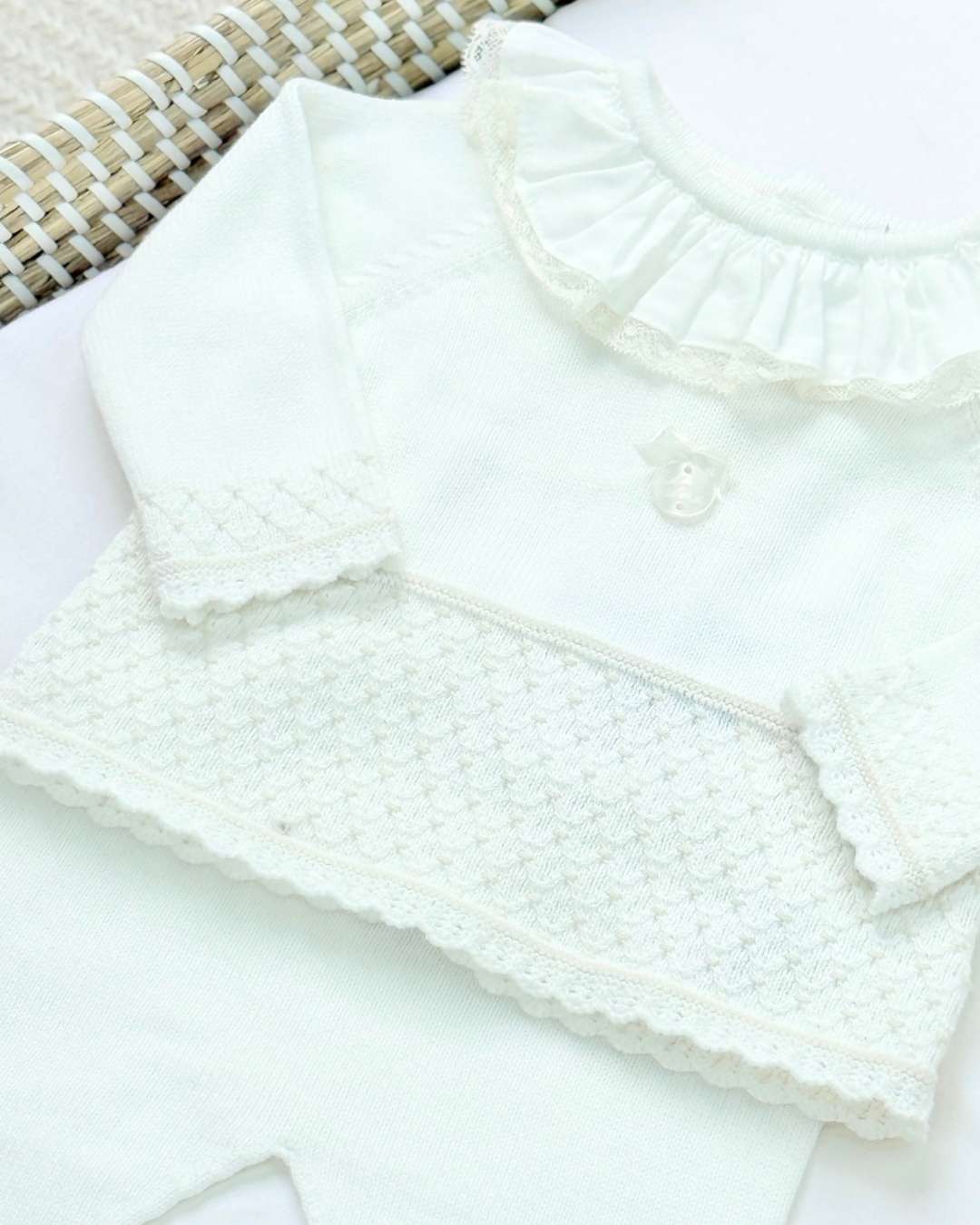 Primer Dia Tricot Cuello Encaje Blanco Martin Aranda Algodón