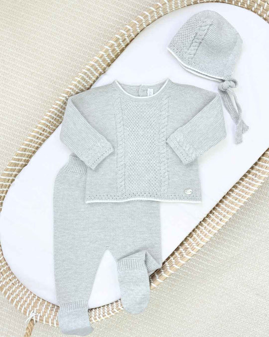 Primer Día Tricot Trenzado Gris Martín Aranda
