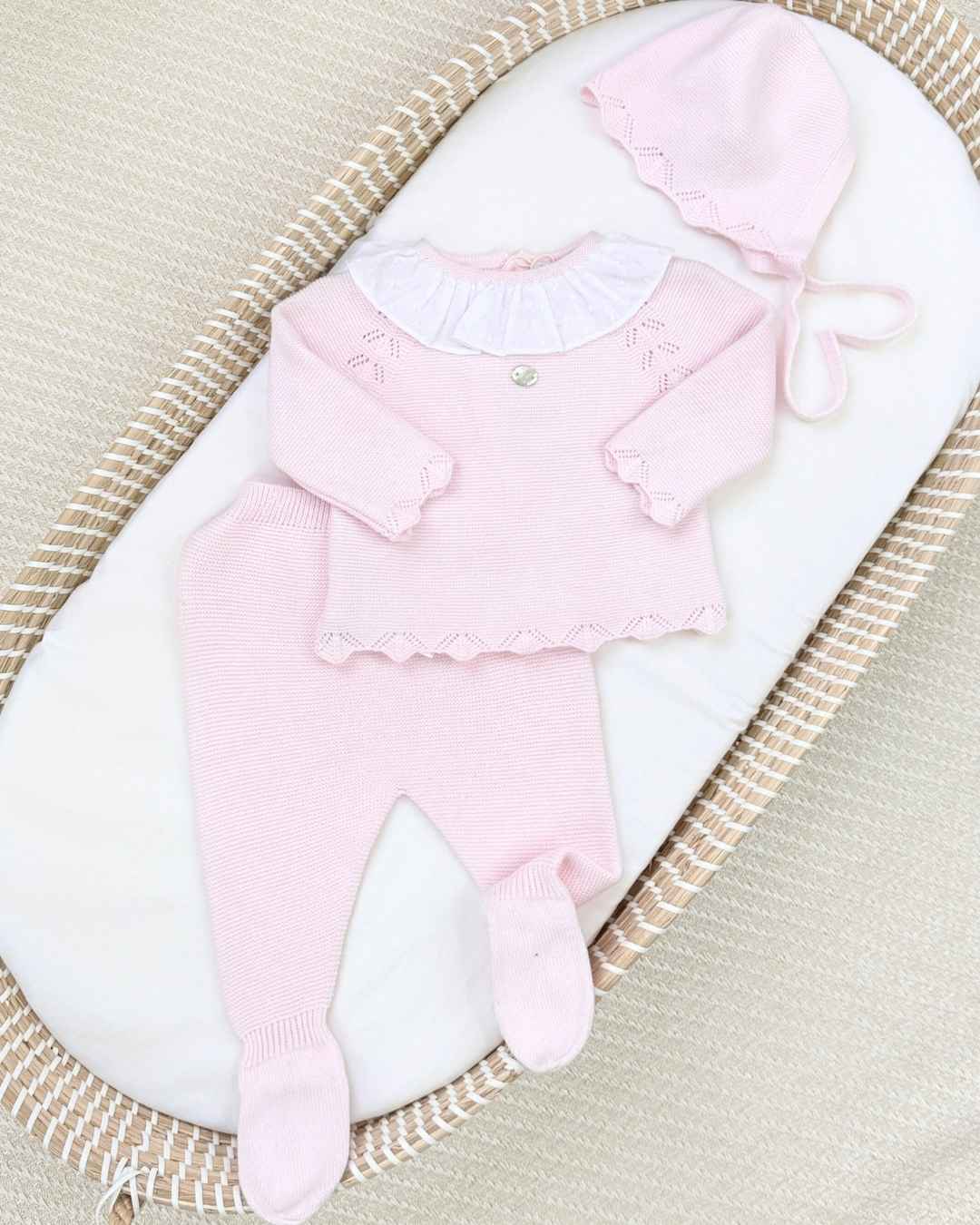 Conjunto Tricot Cuello Rosa Primer Dia
