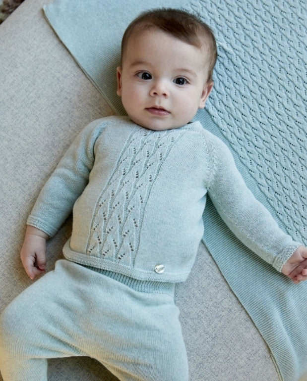 Primer Dia Tricot Trenzado Verde Martin Aranda bebe