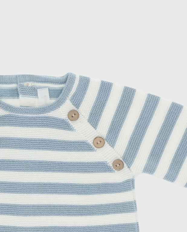 Primer Dia Tricot Rayas Azul Martin Aranda detalle