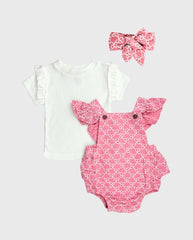 Conjunto Body Con Balaca Flores Niñas