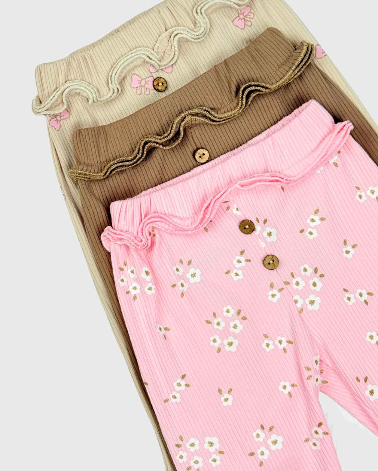 Set 3 Pantalones Calados Estampados Niñas