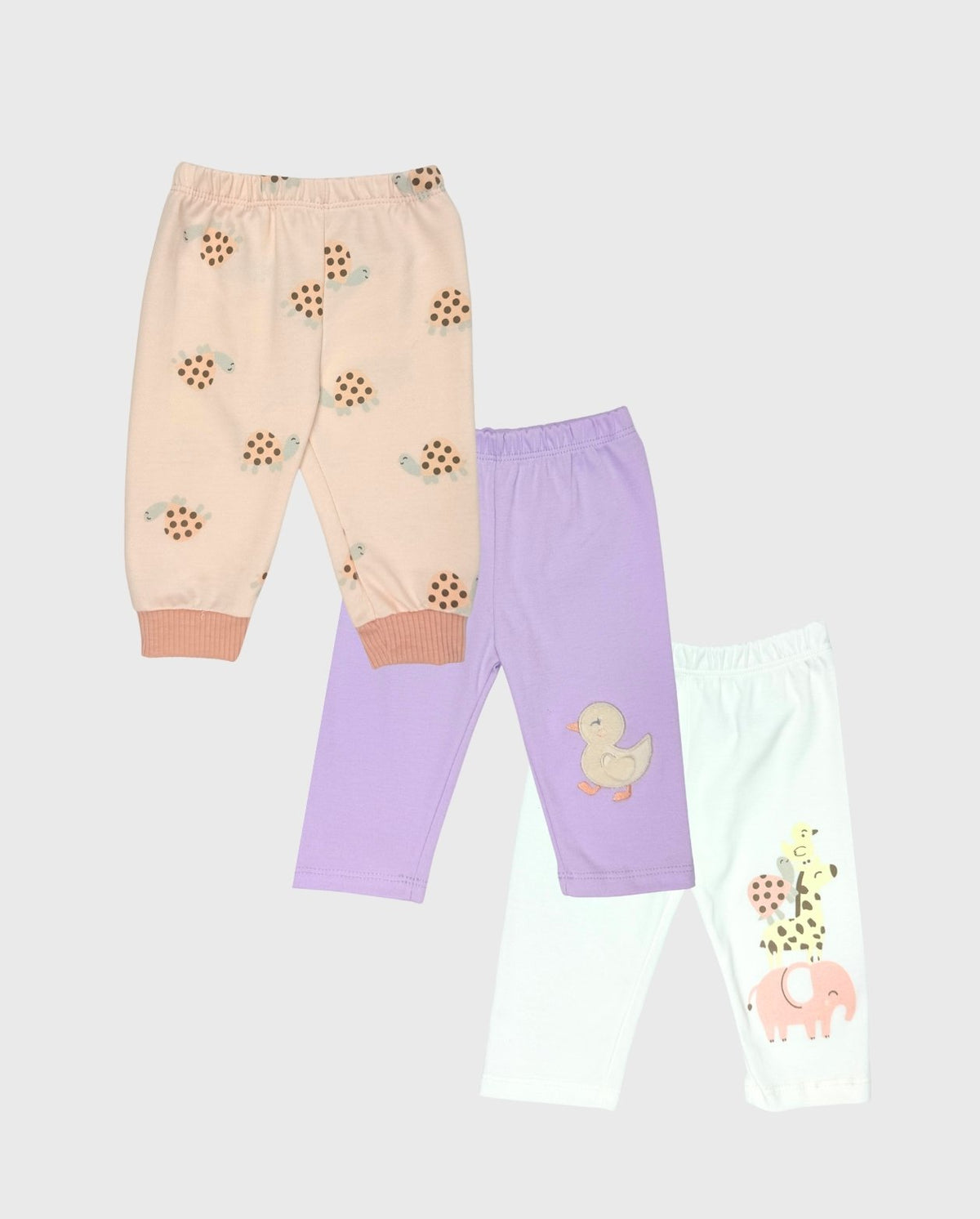 Set 3 Pantalones Estampados Tortuga Niña