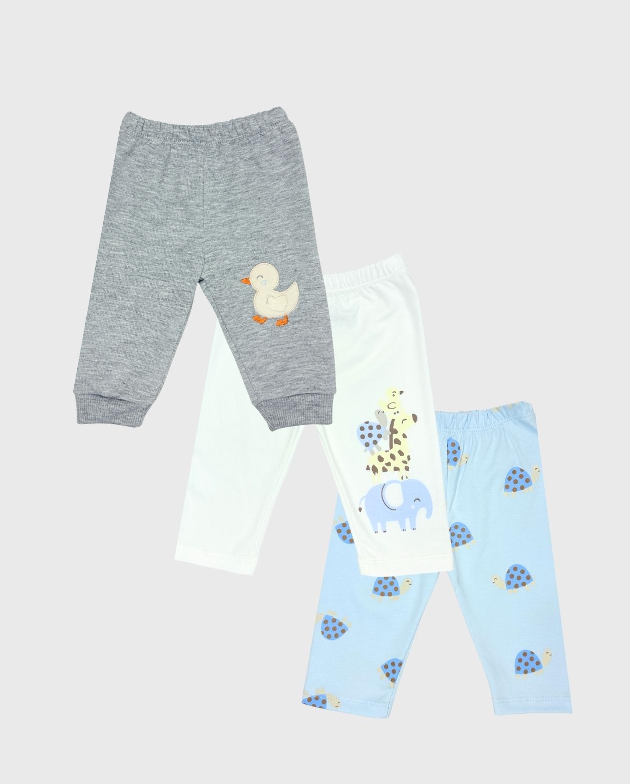 Set 3 Pantalones Estampados Tortuga Niño Azul