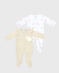 Set 2 Pijamas Estampado Oveja Niña Beige