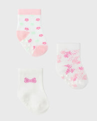 Set 3 Medias Antideslizante Flores Rosa Surtido Detalles