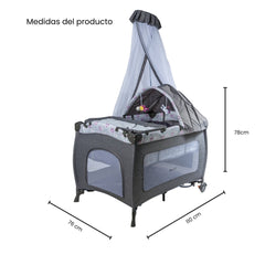 Cuna Corral Sally Gris/Rosa Ebaby®