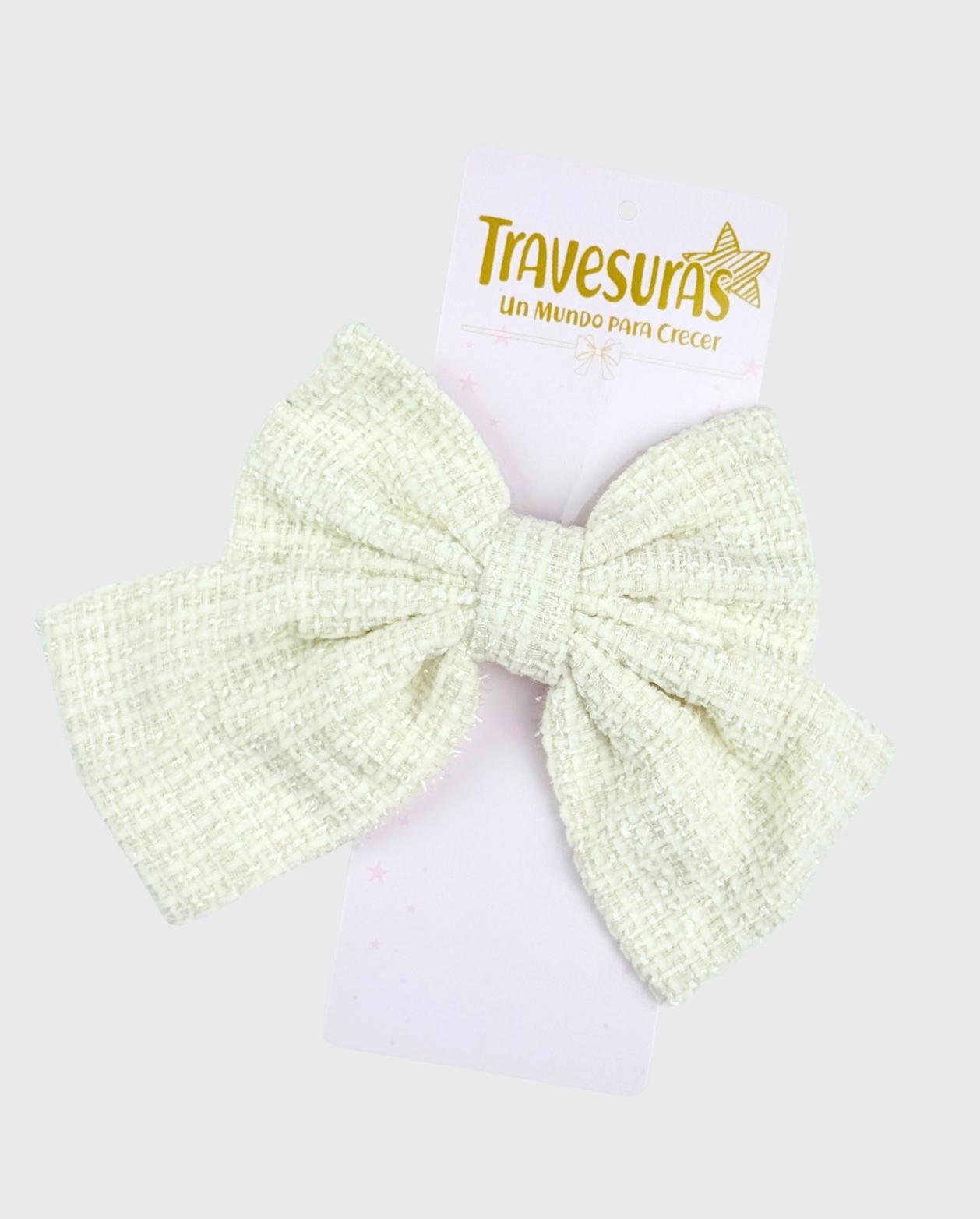 Moño Coquette Galleta Blanco
