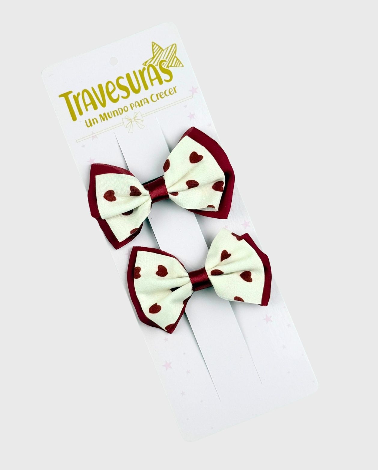 Set 2 Pinzas Moño Coquette Rojo Corazon