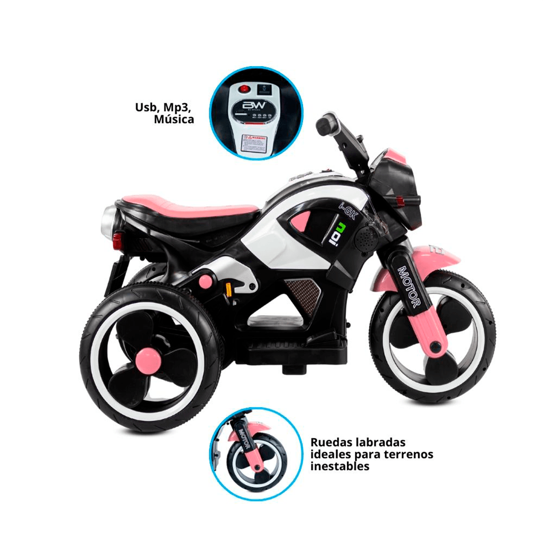 Moto Montable Galaxy Rosa Prinsel DETALLES