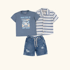 Conjunto 3 Piezas Bermuda Road Trip Azul 