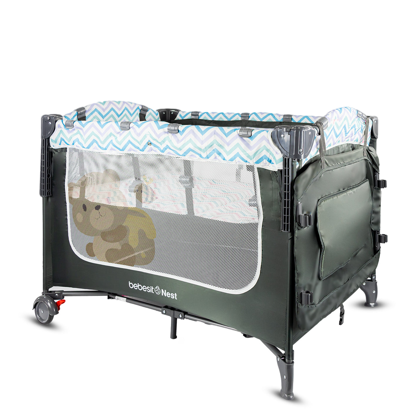 Cuna Corral Colecho Nest Gray Bebesit cambiador movible