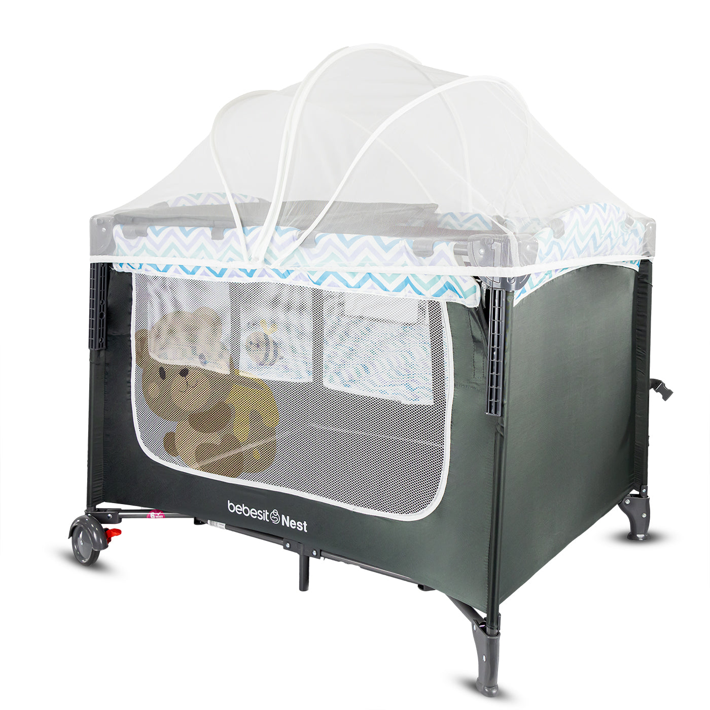 Cuna Corral Colecho Nest Gray Bebesit toldillo