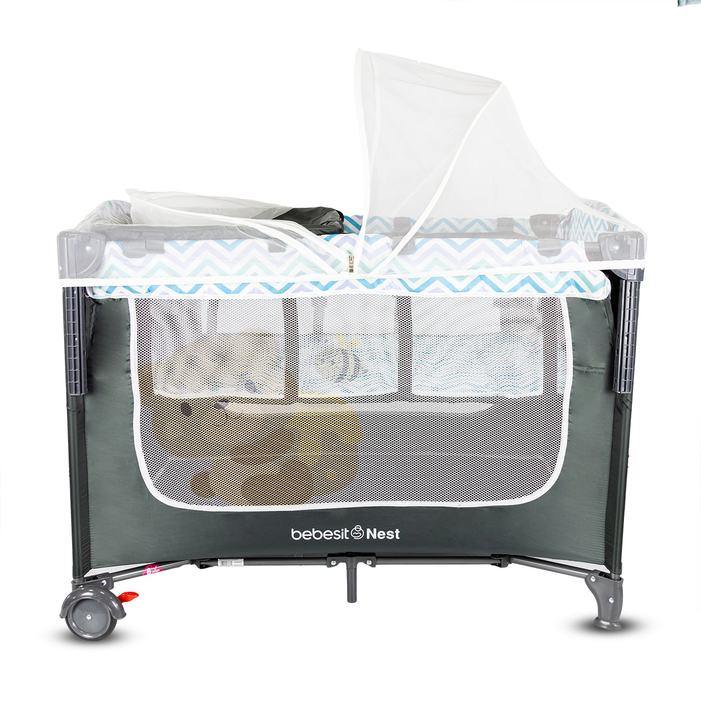 Cuna Corral Colecho Nest Gray Bebesit cremallera