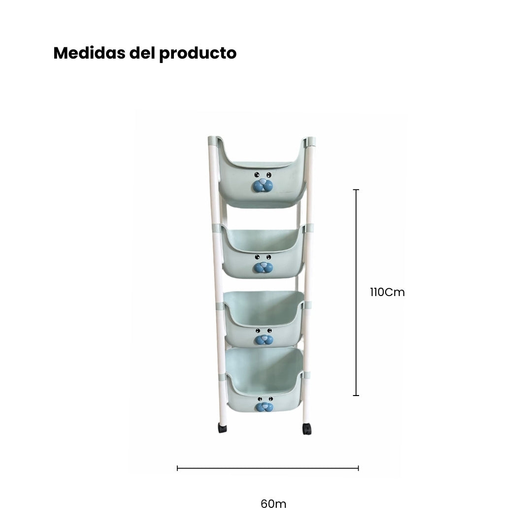 Organizador 4 Puestos Dog Azul Medidas