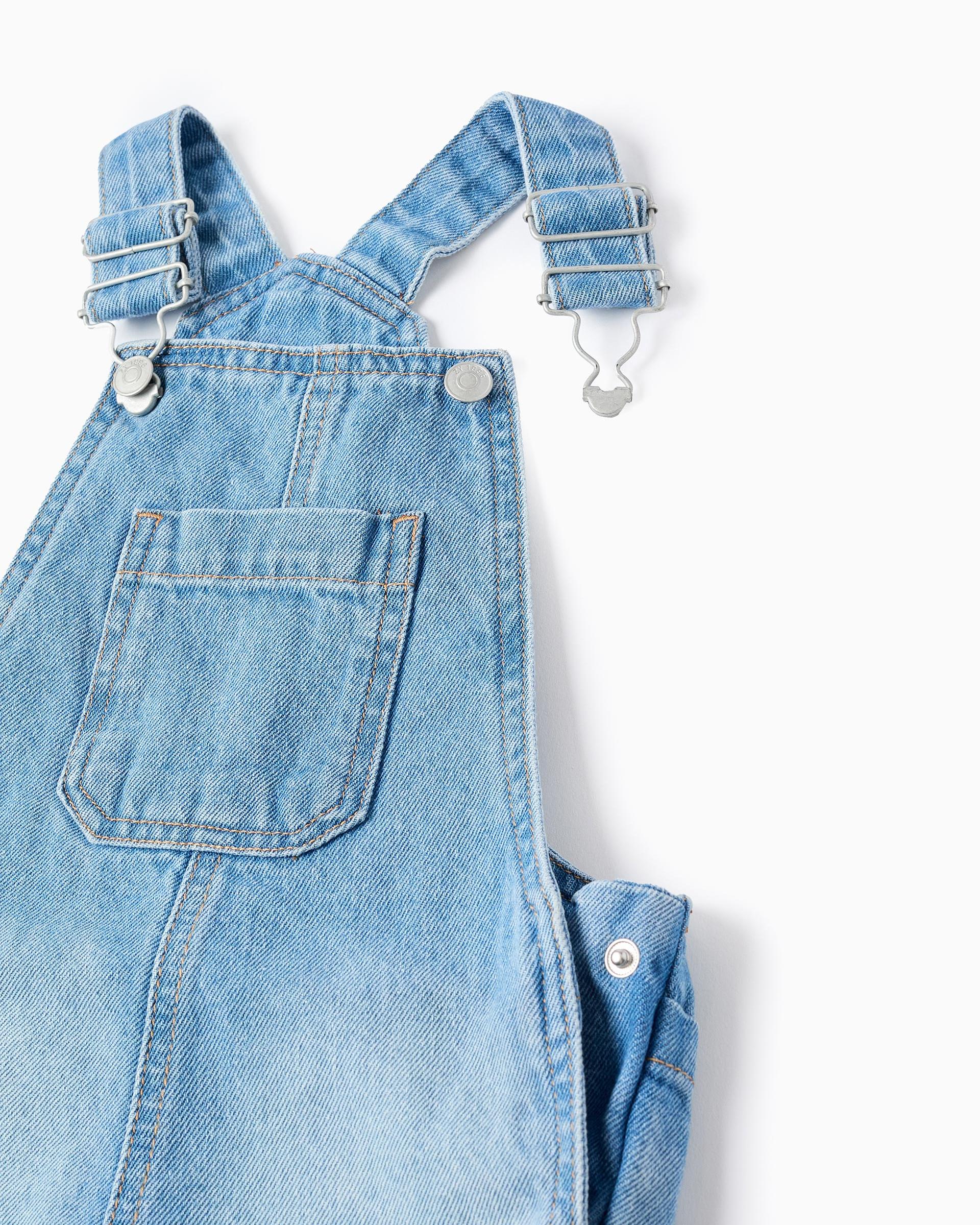 Overol Corto Bolsillos Denim Claro Zippy detalle