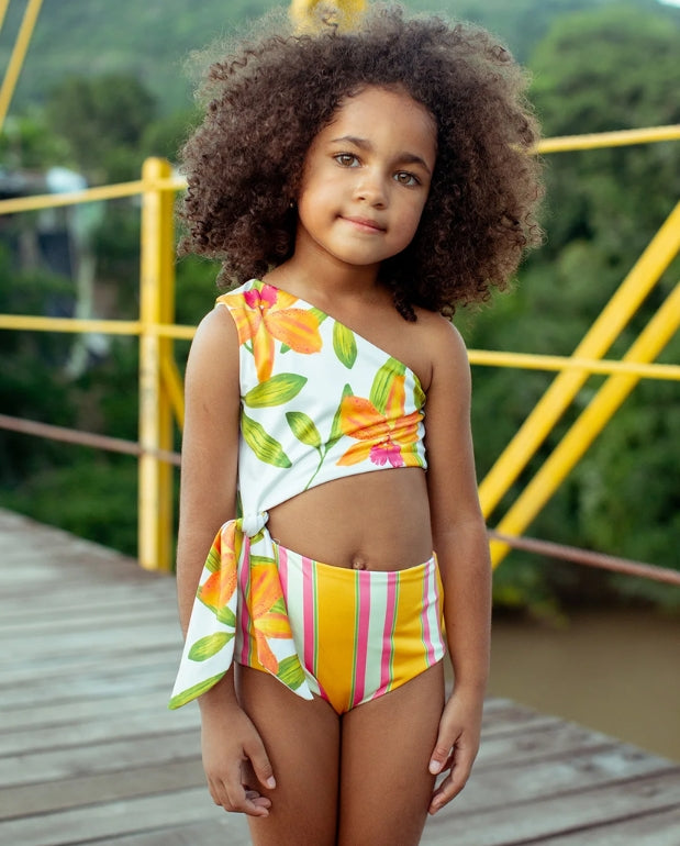 Vestido de Baño Enterizo Orquideas Naranja Pepita & Me Modelo