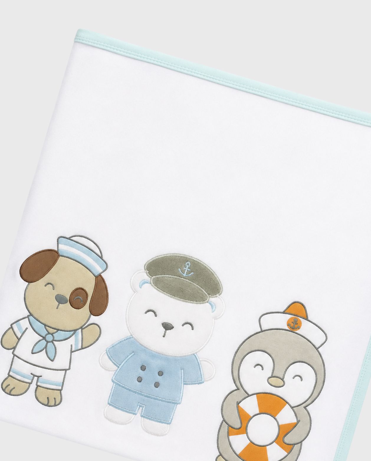 Primer Día Bordado Pingüino Dog Detalles Azul detalle