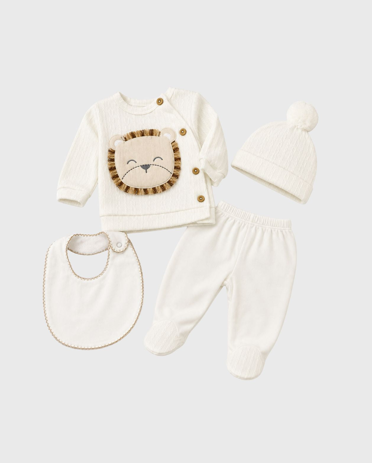 Set Primer Día León Calado Blanco estilo